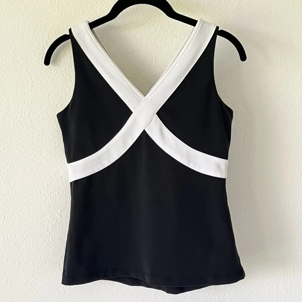 Lululemon wet dry warm tank top black and white small
